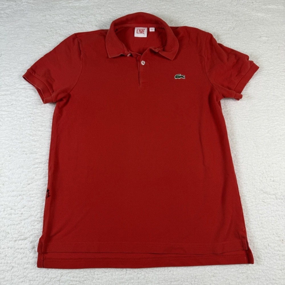 Lacoste L!VE Polo Shirt Men's Size 3 Small Red Pique Crocodile Logo Peru